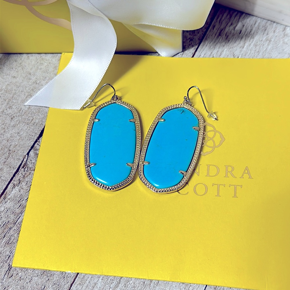 Kendra Scott Danielle turquoise gemstone drop signature dangle earrings